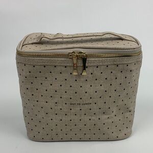 Kate Spade Out To Lunch Polka Dot Lunch Bag cooler tote Tan Black Gold Zip New